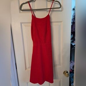 Lulu's Vibrant Red Scalloped Strappy Dress